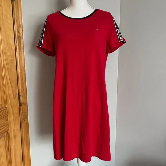 EUC Tommy Hilfiger red T-shirt dress size Large - Picture 7 of 9